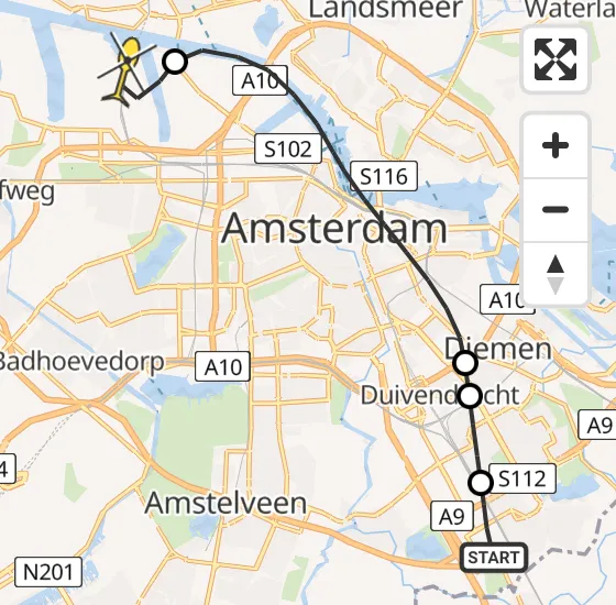 Vlucht Traumahelikopter PH-DOC van Academisch Medisch Centrum (AMC) naar Amsterdam Heliport op zaterdag 3 mei 2025 14:27