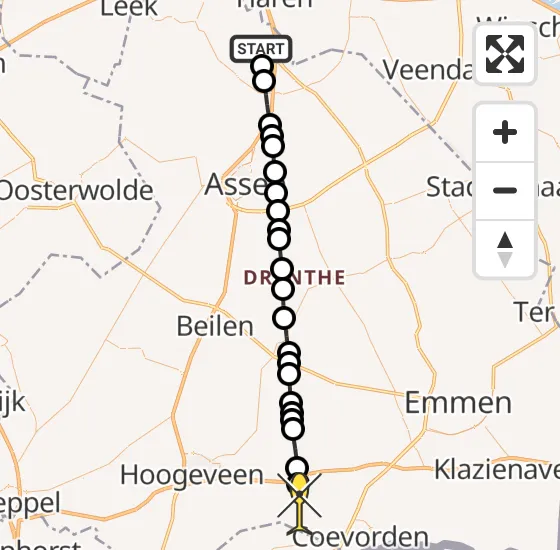 Vlucht Traumahelikopter PH-HVB van Groningen Airport Eelde naar Dalerpeel op zaterdag 3 mei 2025 14:29