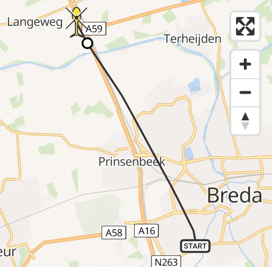 Vlucht Traumahelikopter PH-UMC van Breda naar Langeweg op zaterdag 3 mei 2025 14:59