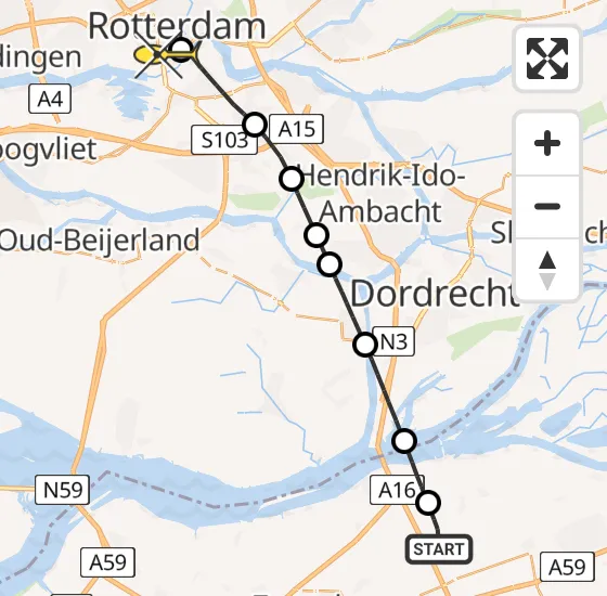 Vlucht Traumahelikopter PH-UMC van Zevenbergschen Hoek naar Erasmus MC op zaterdag 3 mei 2025 15:04