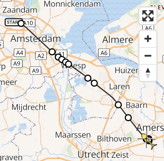 Vlucht Traumahelikopter PH-DOC van Amsterdam Heliport naar Leusden op zaterdag 3 mei 2025 16:13