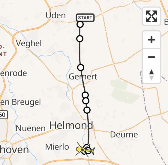 Vlucht Traumahelikopter PH-TTR van Vliegbasis Volkel naar Lierop op zaterdag 3 mei 2025 16:16