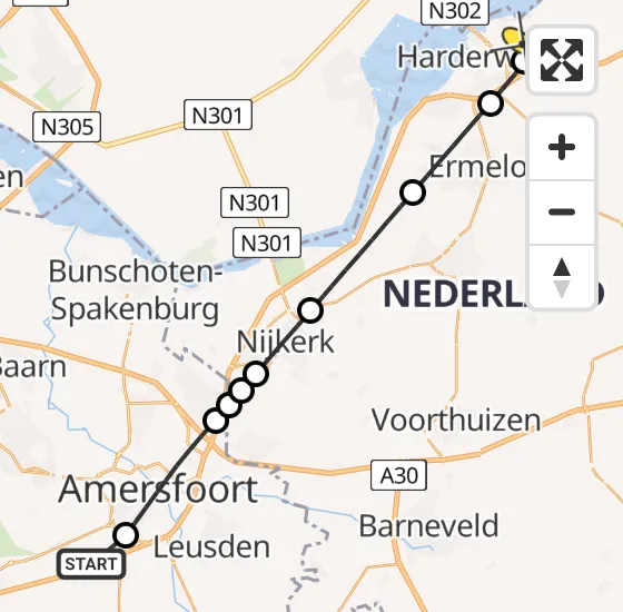 Vlucht Traumahelikopter PH-DOC van Leusden naar Hierden op zaterdag 3 mei 2025 16:55