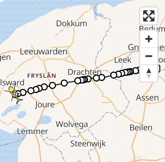 Vlucht Traumahelikopter PH-HVB van Groningen Airport Eelde naar Abbega op zaterdag 3 mei 2025 16:56