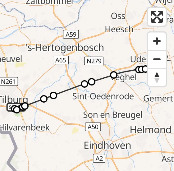 Vlucht Traumahelikopter PH-TTR van Tilburg naar Vliegbasis Volkel op zaterdag 3 mei 2025 17:34