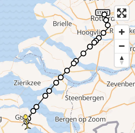 Vlucht Traumahelikopter PH-UMC van Rotterdam The Hague Airport naar Goes op zaterdag 3 mei 2025 20:46