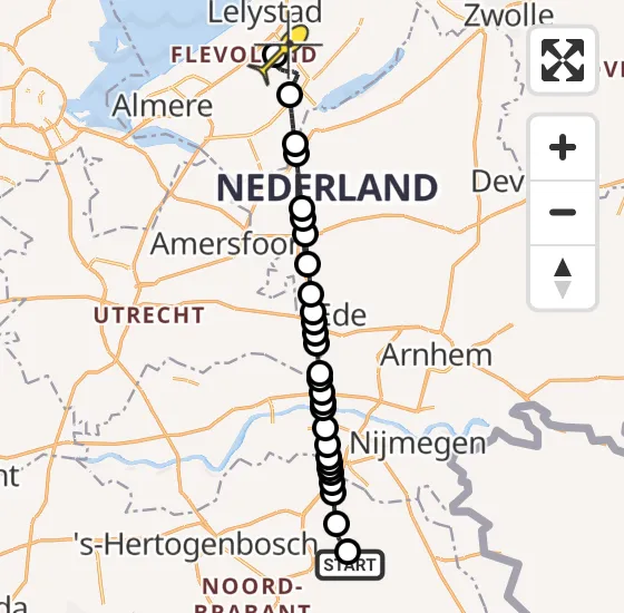Vlucht Traumahelikopter PH-TTR van Vliegbasis Volkel naar Lelystad Airport op zaterdag 3 mei 2025 21:14