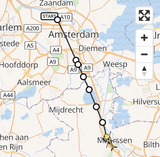 Vlucht Traumahelikopter PH-DOC van Amsterdam Heliport naar Maarssen op zondag 4 mei 2025 0:20