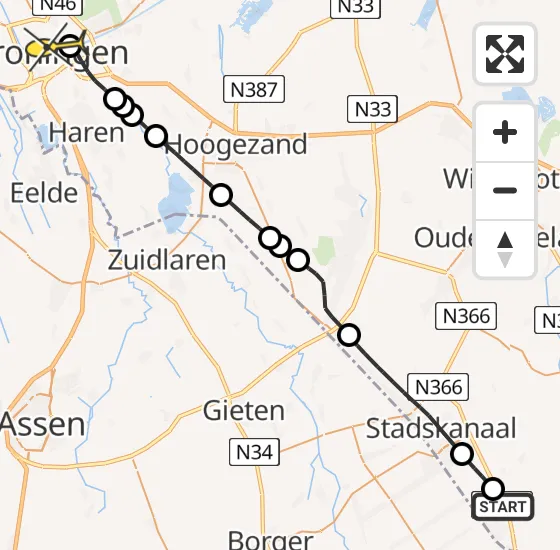 Vlucht Traumahelikopter PH-HVB van Mussel naar Universitair Medisch Centrum Groningen op zondag 4 mei 2025 8:57