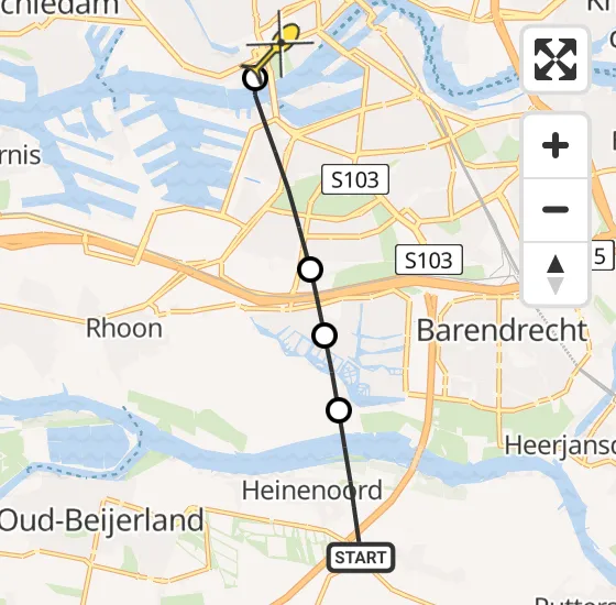 Vlucht Traumahelikopter PH-UMC van Heinenoord naar Erasmus MC op zondag 4 mei 2025 22:31