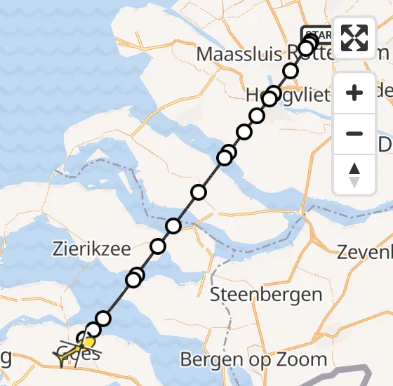 Vlucht Traumahelikopter PH-UMC van Rotterdam The Hague Airport naar Goes op maandag 5 mei 2025 1:14