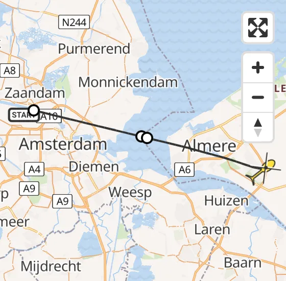 Vlucht Traumahelikopter PH-DOC van Amsterdam Heliport naar Almere op maandag 5 mei 2025 21:20