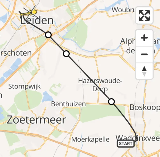 Vlucht Traumahelikopter PH-DOC van Waddinxveen naar Leiden op dinsdag 6 mei 2025 17:05