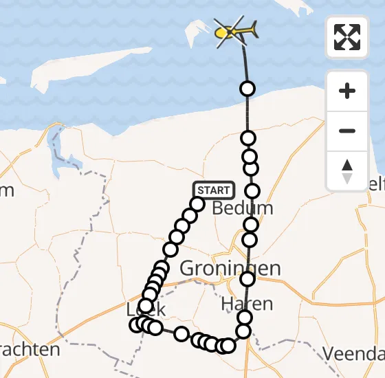 Vlucht Traumahelikopter PH-HVB van Winsum naar Warffum op dinsdag 6 mei 2025 17:37