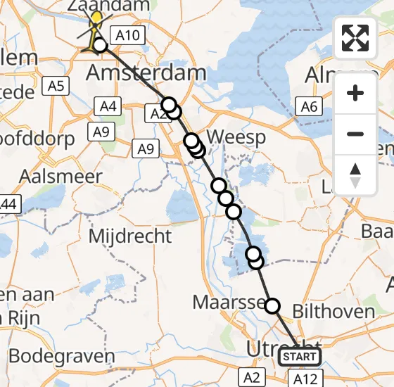 Vlucht Traumahelikopter PH-DOC van Utrecht naar Amsterdam Heliport op dinsdag 6 mei 2025 18:58