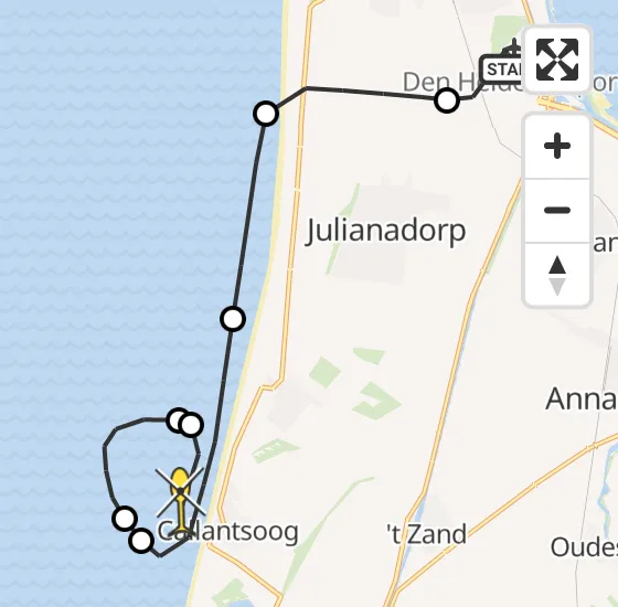 Vlucht Kustwachthelikopter PH-SAR van Vliegveld De Kooy naar Callantsoog op dinsdag 6 mei 2025 19:24