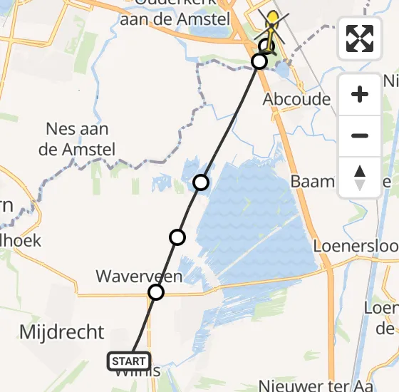 Vlucht Traumahelikopter PH-DOC van Wilnis naar Academisch Medisch Centrum (AMC) op dinsdag 6 mei 2025 20:43