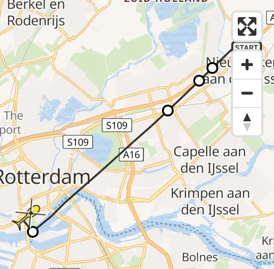 Vlucht Traumahelikopter PH-UMC van Nieuwerkerk aan den IJssel naar Erasmus MC op dinsdag 6 mei 2025 20:58