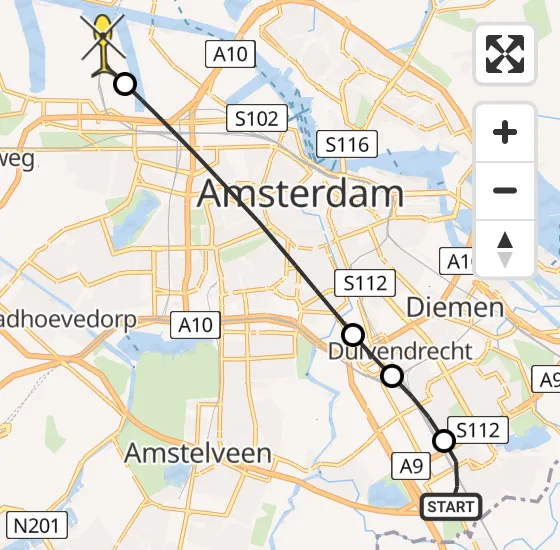 Vlucht Traumahelikopter PH-DOC van Academisch Medisch Centrum (AMC) naar Amsterdam Heliport op dinsdag 6 mei 2025 21:17