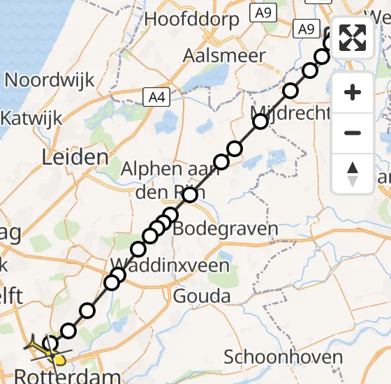 Vlucht Traumahelikopter PH-UMC van Academisch Medisch Centrum (AMC) naar Rotterdam The Hague Airport op dinsdag 6 mei 2025 23:06