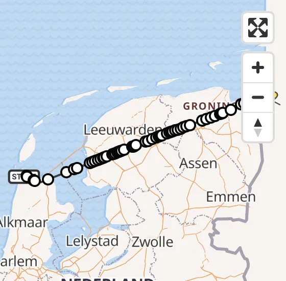 Vlucht Kustwachthelikopter PH-SAR van Vliegveld De Kooy naar Emden op woensdag 7 mei 2025 7:37