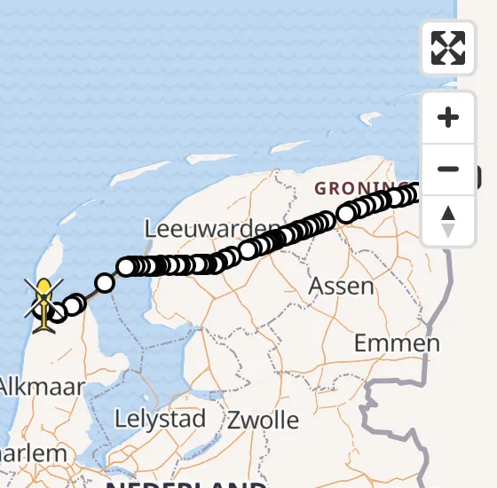 Vlucht Kustwachthelikopter PH-SAR van Emden naar Vliegveld De Kooy op woensdag 7 mei 2025 11:58