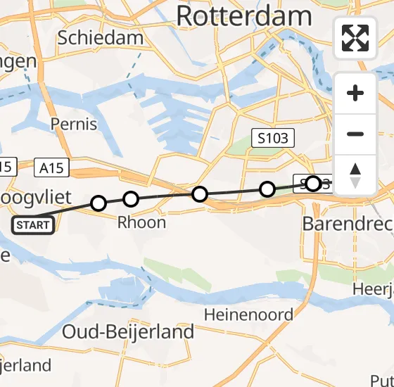 Vlucht Traumahelikopter PH-UMC van Hoogvliet naar Rotterdam op woensdag 7 mei 2025 14:15