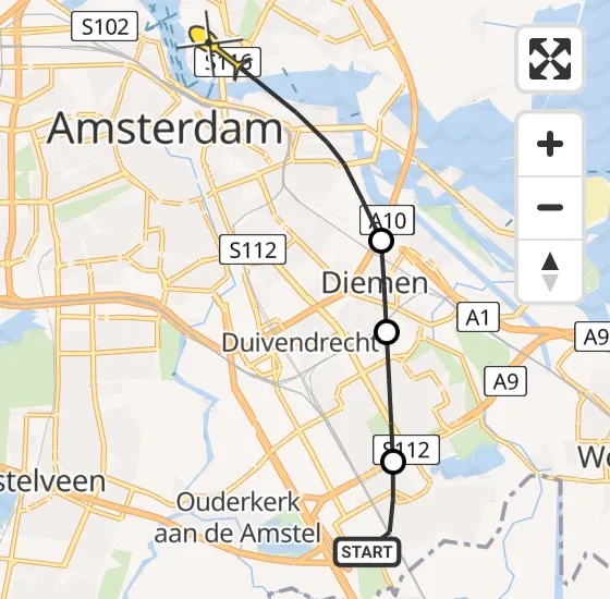 Vlucht Traumahelikopter PH-DOC van Academisch Medisch Centrum (AMC) naar Amsterdam op woensdag 7 mei 2025 16:12