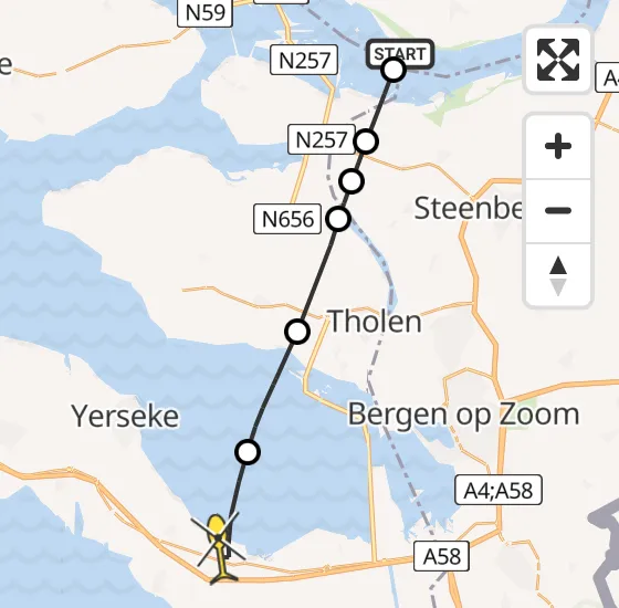 Vlucht Traumahelikopter PH-UMC van Oude-Tonge naar Krabbendijke op woensdag 7 mei 2025 17:36