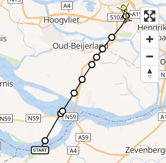 Vlucht Traumahelikopter PH-UMC van Dinteloord naar Rotterdam op woensdag 7 mei 2025 18:38