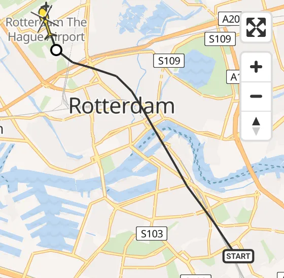 Vlucht Traumahelikopter PH-UMC van Rotterdam naar Rotterdam The Hague Airport op woensdag 7 mei 2025 19:10