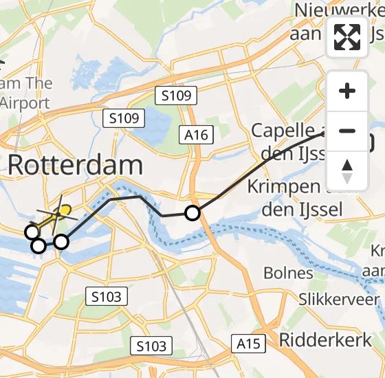 Vlucht Traumahelikopter PH-UMC van Capelle aan den IJssel naar Erasmus MC op donderdag 8 mei 2025 6:50