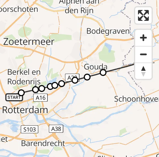 Vlucht Traumahelikopter PH-UMC van Rotterdam The Hague Airport naar Oudewater op donderdag 8 mei 2025 13:04