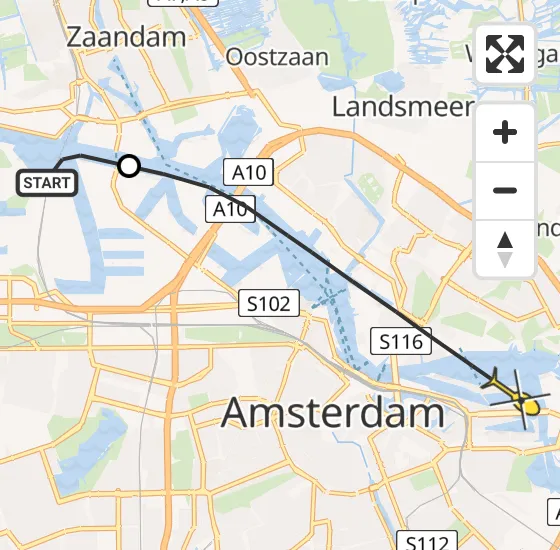 Vlucht Traumahelikopter PH-DOC van Amsterdam Heliport naar Amsterdam op donderdag 8 mei 2025 15:18
