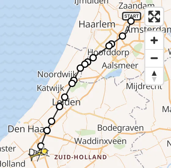 Vlucht Traumahelikopter PH-DOC van Amsterdam Heliport naar Delft op donderdag 8 mei 2025 16:03