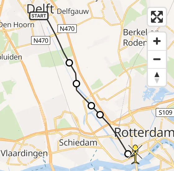 Vlucht Traumahelikopter PH-DOC van Delft naar Erasmus MC op donderdag 8 mei 2025 16:38