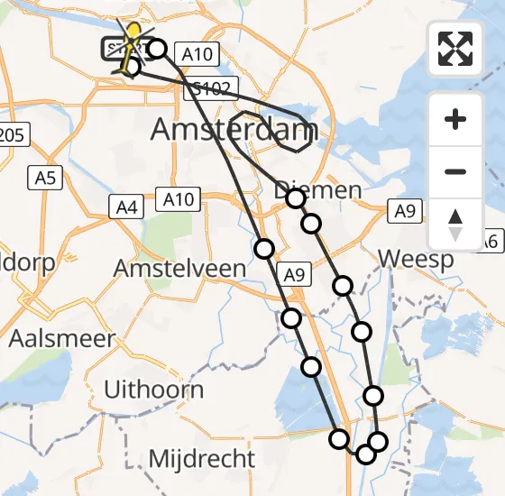 Vlucht Traumahelikopter PH-DOC van Amsterdam Heliport naar Amsterdam Heliport op donderdag 8 mei 2025 19:19