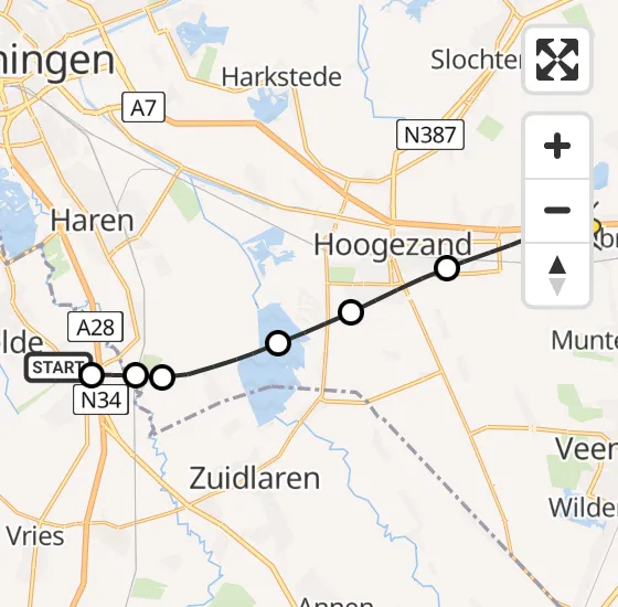 Vlucht Traumahelikopter PH-HVB van Groningen Airport Eelde naar Zuidbroek op donderdag 8 mei 2025 19:47