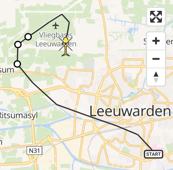 Vlucht Ambulancehelikopter PH-HOW van Leeuwarden naar Vliegbasis Leeuwarden op donderdag 8 mei 2025 22:05