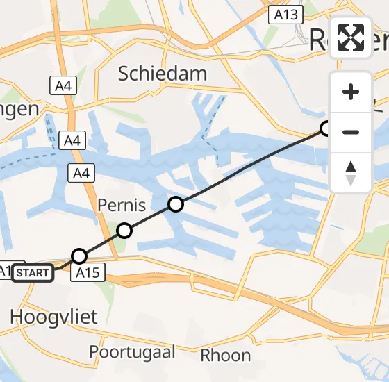 Vlucht Traumahelikopter PH-UMC van Hoogvliet naar Erasmus MC op vrijdag 9 mei 2025 1:03