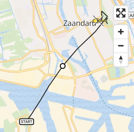 Vlucht Traumahelikopter PH-DOC van Amsterdam Heliport naar Zaandam op vrijdag 9 mei 2025 7:57