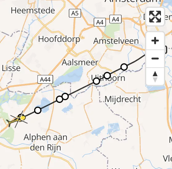 Vlucht Traumahelikopter PH-DOC van Academisch Medisch Centrum (AMC) naar Hoogmade op vrijdag 9 mei 2025 8:54
