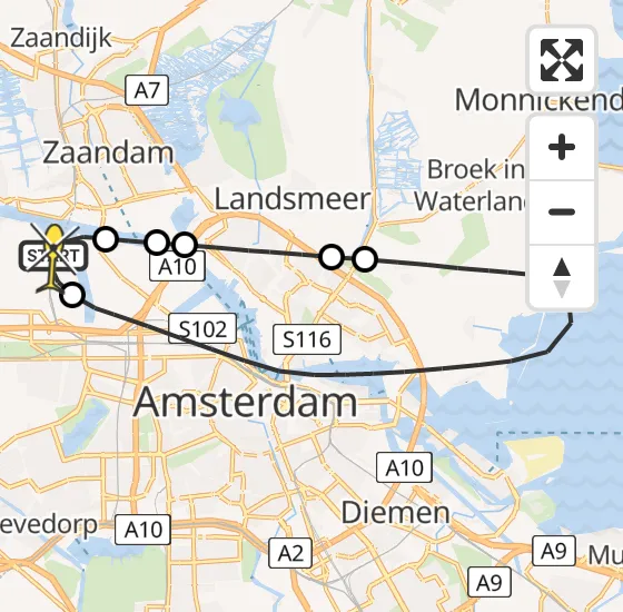 Vlucht Traumahelikopter PH-DOC van Amsterdam Heliport naar Amsterdam Heliport op vrijdag 9 mei 2025 9:48