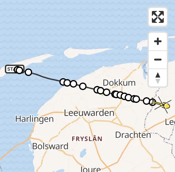 Vlucht Traumahelikopter PH-HVB van Midsland naar Lutjegast op vrijdag 9 mei 2025 11:34