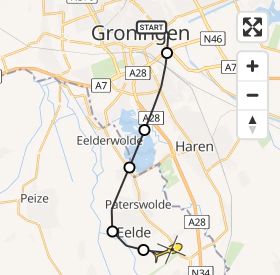 Vlucht Traumahelikopter PH-HVB van Universitair Medisch Centrum Groningen naar Groningen Airport Eelde op vrijdag 9 mei 2025 12:41