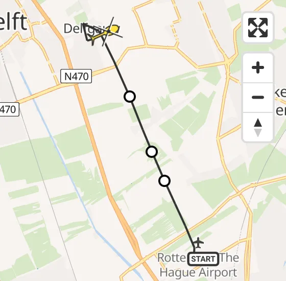 Vlucht Traumahelikopter PH-UMC van Rotterdam The Hague Airport naar Delfgauw op vrijdag 9 mei 2025 14:59