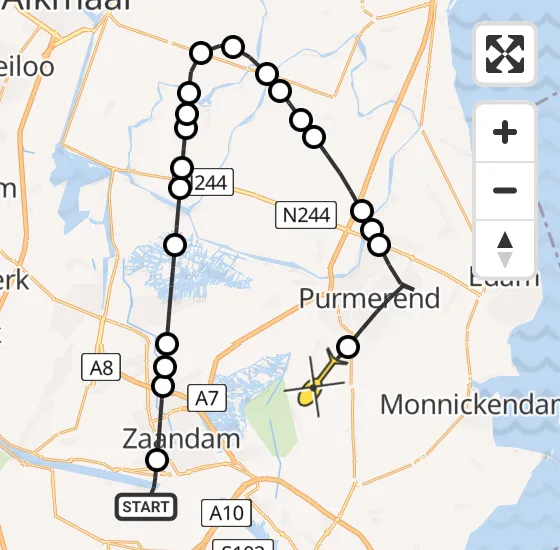 Vlucht Traumahelikopter PH-DOC van Amsterdam Heliport naar Landsmeer op vrijdag 9 mei 2025 15:16