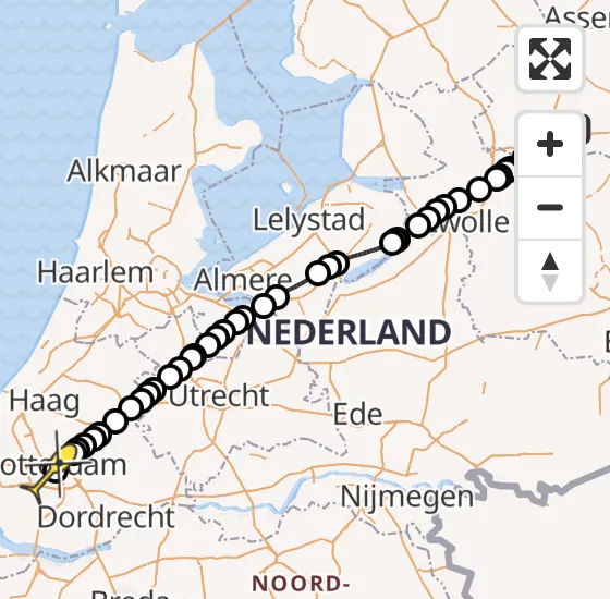 Vlucht Traumahelikopter PH-HVB van Fluitenberg naar Erasmus MC op vrijdag 9 mei 2025 15:33