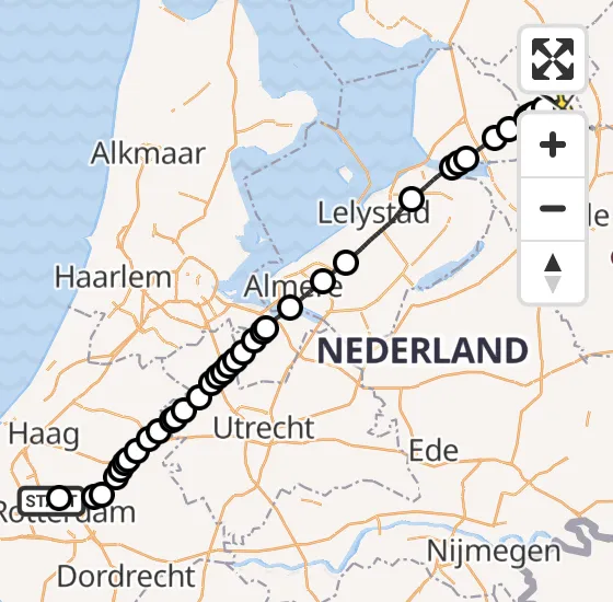 Vlucht Traumahelikopter PH-HVB van Rotterdam The Hague Airport naar Giethoorn op vrijdag 9 mei 2025 17:03