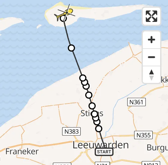 Vlucht Ambulancehelikopter PH-HOW van Leeuwarden naar Ameland Airport Ballum op vrijdag 9 mei 2025 17:25